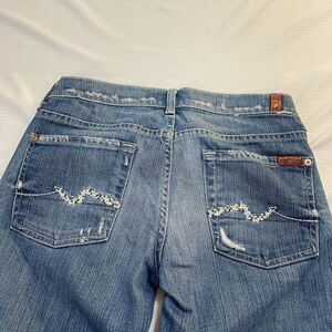 7 For All Mankind Straight Leg Distressed Denim Jeans Size 27